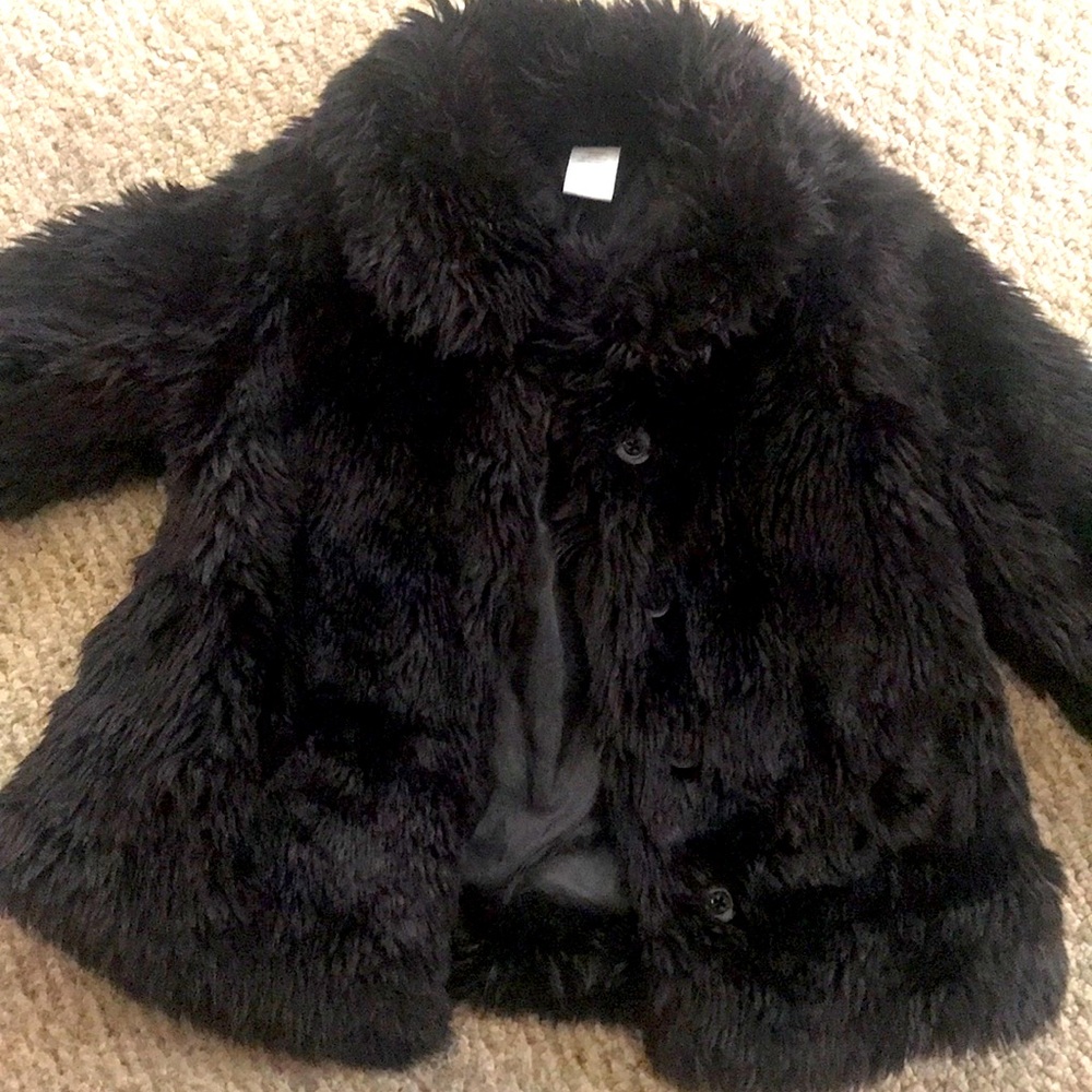 Black faux fur coat